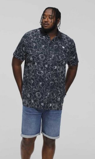 D555 ROLAND Printed Polo Shirt Navy - Polo - Polo Uomo Taglie Forti