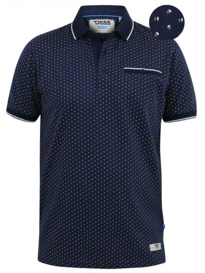 D555 DARWIN AO Printed Polo Shirt Navy - Polo - Polo Uomo Taglie Forti