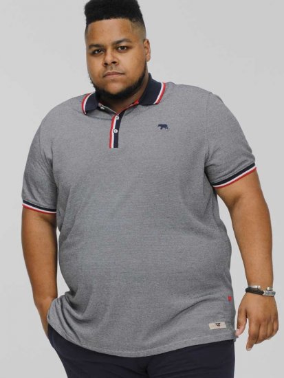 D555 BAYTON 2 Fine Stripe Jersey Polo Grey - Polo - Polo Uomo Taglie Forti