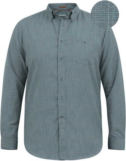 D555 RADCLIFFE Cross Hatch Soft Touch Slub Long Sleeve Shirt With Chest Patch Pocket Charcoal - Camicie - Camicie Taglie Forti Uomo