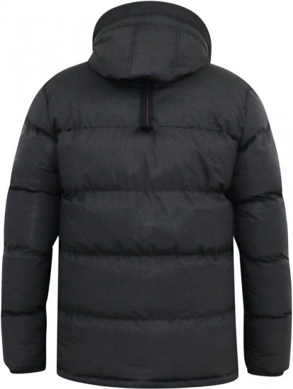 D555 DOMENIC Quilted Puffer Jacket With Half Micro Fleece Lining And Hood Black - Giubbotti - Giubbotti Uomo Taglie Forti