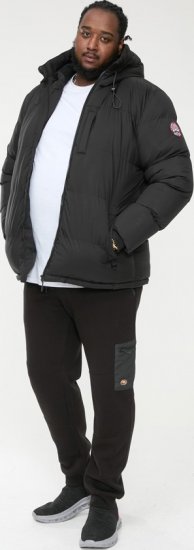 D555 DOMENIC Quilted Puffer Jacket With Half Micro Fleece Lining And Hood Black - Giubbotti - Giubbotti Uomo Taglie Forti
