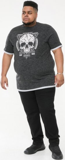 D555 DARREN Skull Printed T-Shirt With Double Layer On Hem & Cuff Black Reno - Magliette - Magliette Uomo Taglie Forti