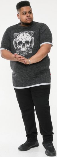D555 DARREN Skull Printed T-Shirt With Double Layer On Hem & Cuff Black Reno - Magliette - Magliette Uomo Taglie Forti