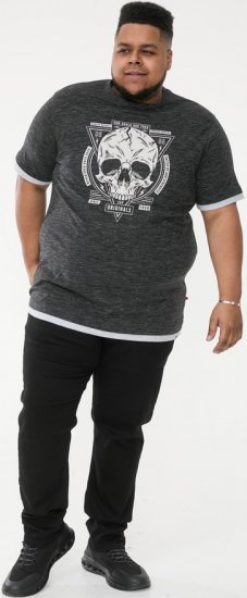 D555 DARREN Skull Printed T-Shirt With Double Layer On Hem & Cuff Black Reno - Magliette - Magliette Uomo Taglie Forti