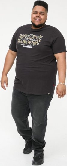 D555 EDWALTON NYCTY Camo Printed Crew Neck T-Shirt Washed Black - Magliette - Magliette Uomo Taglie Forti