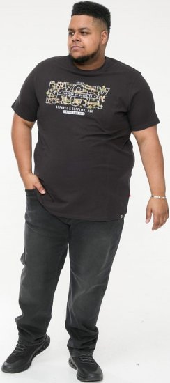 D555 EDWALTON NYCTY Camo Printed Crew Neck T-Shirt Washed Black - Magliette - Magliette Uomo Taglie Forti