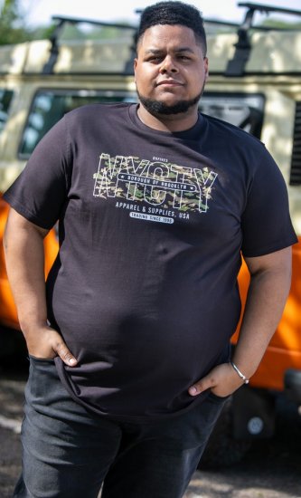 D555 EDWALTON NYCTY Camo Printed Crew Neck T-Shirt Washed Black - Magliette - Magliette Uomo Taglie Forti