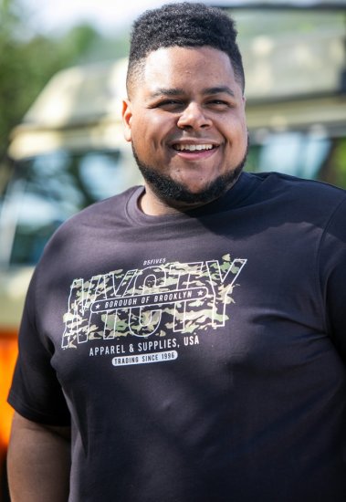 D555 EDWALTON NYCTY Camo Printed Crew Neck T-Shirt Washed Black - Magliette - Magliette Uomo Taglie Forti