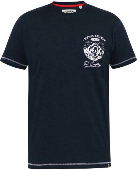 D555 GRAHAM YOSEMITE Chest And Back Printed Crew Neck T-Shirt Navy - Magliette - Magliette Uomo Taglie Forti