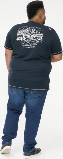 D555 GRAHAM YOSEMITE Chest And Back Printed Crew Neck T-Shirt Navy - Magliette - Magliette Uomo Taglie Forti