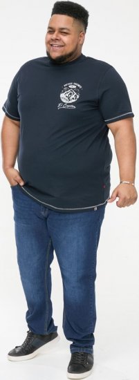 D555 GRAHAM YOSEMITE Chest And Back Printed Crew Neck T-Shirt Navy - Magliette - Magliette Uomo Taglie Forti