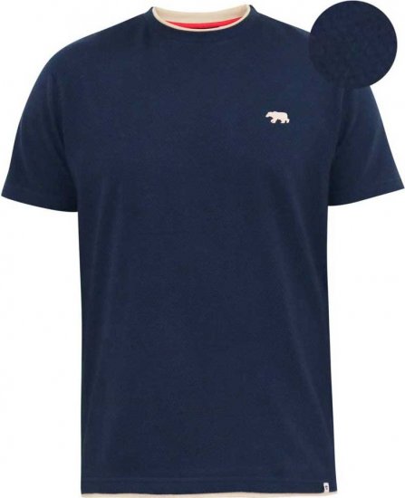 D555 SANDFORD Double Layer On Neck Ribs And Hem Waffle Textured T-Shirt Navy - Magliette - Magliette Uomo Taglie Forti