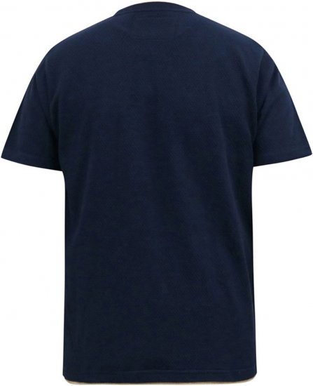 D555 SANDFORD Double Layer On Neck Ribs And Hem Waffle Textured T-Shirt Navy - Magliette - Magliette Uomo Taglie Forti