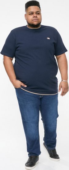 D555 SANDFORD Double Layer On Neck Ribs And Hem Waffle Textured T-Shirt Navy - Magliette - Magliette Uomo Taglie Forti