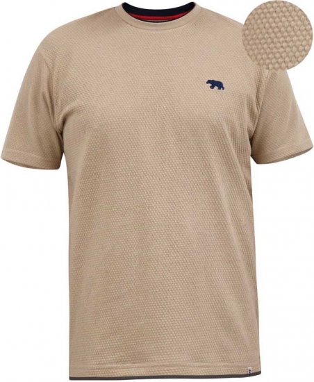 D555 SANDFORD Double Layer On Neck Ribs And Hem Waffle Textured T-Shirt Beige - Magliette - Magliette Uomo Taglie Forti