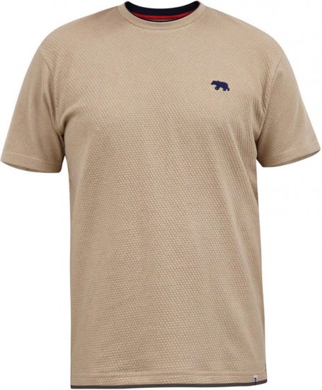 D555 SANDFORD Double Layer On Neck Ribs And Hem Waffle Textured T-Shirt Beige - Magliette - Magliette Uomo Taglie Forti