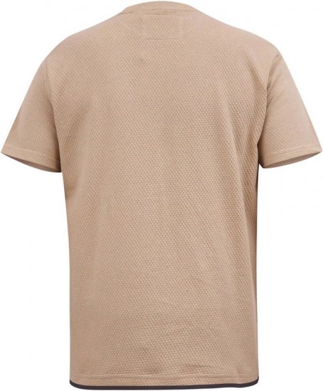 D555 SANDFORD Double Layer On Neck Ribs And Hem Waffle Textured T-Shirt Beige - Magliette - Magliette Uomo Taglie Forti