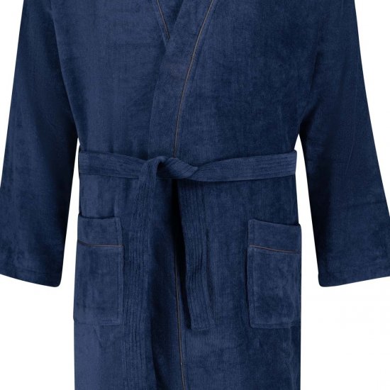 Adamo 149014 Accappatoio in velluto Blu scuro - Intimo & costumi da bagno - Intimo Taglie Forti Uomo