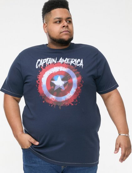 D555 ROGERS Official Captain America Printed T-Shirt Dark Navy - Magliette - Magliette Uomo Taglie Forti