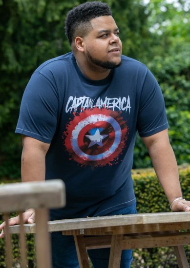 D555 ROGERS Official Captain America Printed T-Shirt Dark Navy - Magliette - Magliette Uomo Taglie Forti
