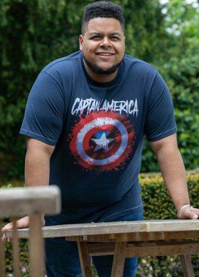 D555 ROGERS Official Captain America Printed T-Shirt Dark Navy - Magliette - Magliette Uomo Taglie Forti