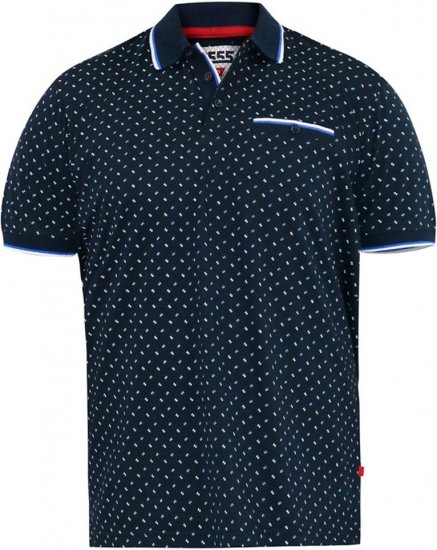 D555 OAKLEY AOP Jersey Polo With Jacquard Collar, Ribs And Chest Pocket Navy - Polo - Polo Uomo Taglie Forti