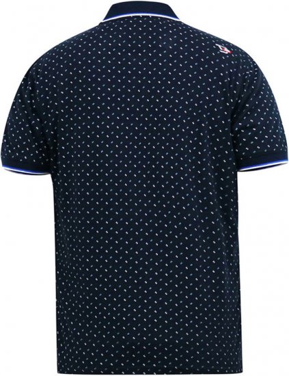 D555 OAKLEY AOP Jersey Polo With Jacquard Collar, Ribs And Chest Pocket Navy - Polo - Polo Uomo Taglie Forti