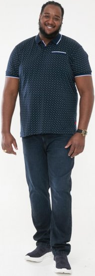 D555 OAKLEY AOP Jersey Polo With Jacquard Collar, Ribs And Chest Pocket Navy - Polo - Polo Uomo Taglie Forti