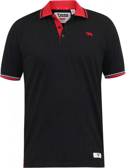 D555 CHESTER Pique Polo With Red Collar With Tipping Detail And Chest Embroidery Black - Polo - Polo Uomo Taglie Forti