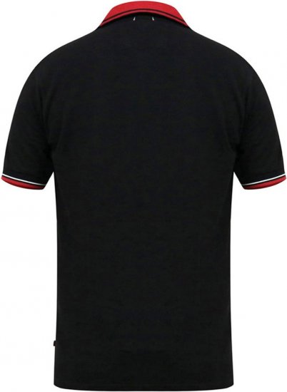 D555 CHESTER Pique Polo With Red Collar With Tipping Detail And Chest Embroidery Black - Polo - Polo Uomo Taglie Forti