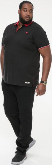 D555 CHESTER Pique Polo With Red Collar With Tipping Detail And Chest Embroidery Black - Polo - Polo Uomo Taglie Forti