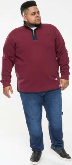D555 HIRALDO Quarter Neck Pique Fleece Sweatshirt With Chest Embroidery Red - Felpe & felpe con cappuccio - Felpe & Felpe con Cappuccio Uomo Taglie Forti