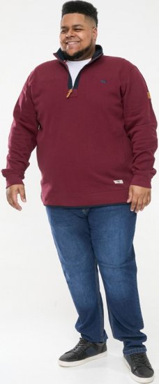 D555 HIRALDO Quarter Neck Pique Fleece Sweatshirt With Chest Embroidery Red - Felpe & felpe con cappuccio - Felpe & Felpe con Cappuccio Uomo Taglie Forti