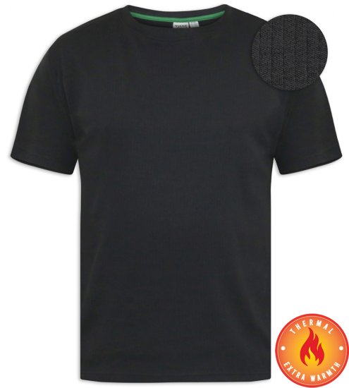 D555 Motherwell Thermal Short Sleeve T-Shirt Black - Intimo & costumi da bagno - Intimo Taglie Forti Uomo