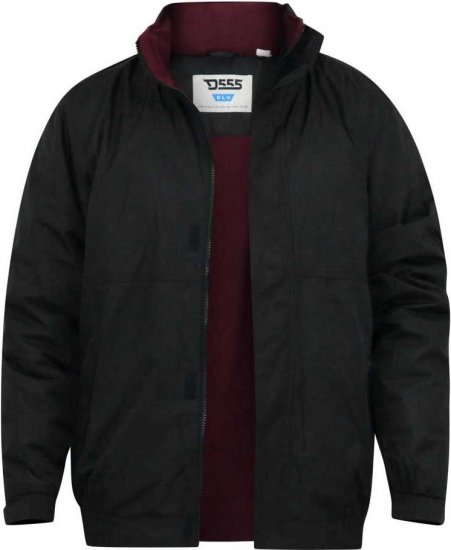 D555 Rudy Showerproof Fleece Lined Jacket With Packaway Hood - Black - Giubbotti - Giubbotti Uomo Taglie Forti