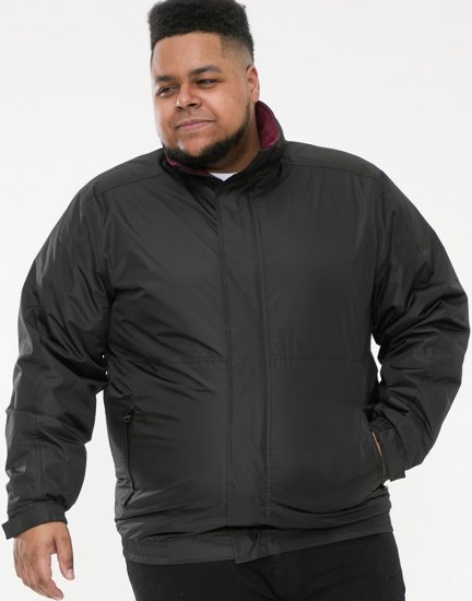 D555 Rudy Showerproof Fleece Lined Jacket With Packaway Hood - Black - Giubbotti - Giubbotti Uomo Taglie Forti