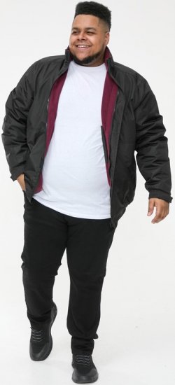 D555 Rudy Showerproof Fleece Lined Jacket With Packaway Hood - Black - Giubbotti - Giubbotti Uomo Taglie Forti