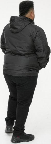 D555 Rudy Showerproof Fleece Lined Jacket With Packaway Hood - Black - Giubbotti - Giubbotti Uomo Taglie Forti