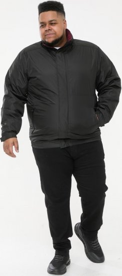 D555 Rudy Showerproof Fleece Lined Jacket With Packaway Hood - Black - Giubbotti - Giubbotti Uomo Taglie Forti