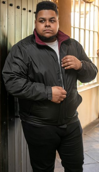 D555 Rudy Showerproof Fleece Lined Jacket With Packaway Hood - Black - Giubbotti - Giubbotti Uomo Taglie Forti