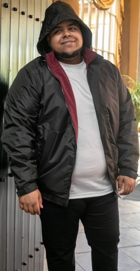 D555 Rudy Showerproof Fleece Lined Jacket With Packaway Hood - Black - Giubbotti - Giubbotti Uomo Taglie Forti