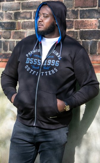 D555 LINGARD Full Zip Hoody With Original Chest Print Black - Felpe & felpe con cappuccio - Felpe & Felpe con Cappuccio Uomo Taglie Forti
