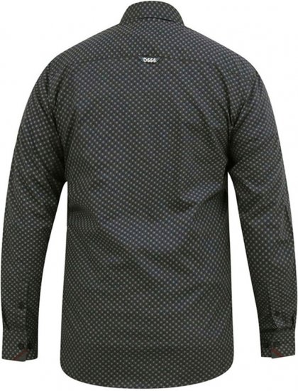 D555 KEATON Micro AOP Long Sleeve Shirt With Concealed Button Down Collar Grey - Camicie - Camicie Taglie Forti Uomo
