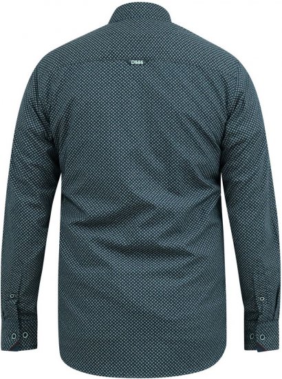 D555 MORGAN Micro AOP Long Sleeve Shirt With Concealed Button Down Collar Navy - Camicie - Camicie Taglie Forti Uomo