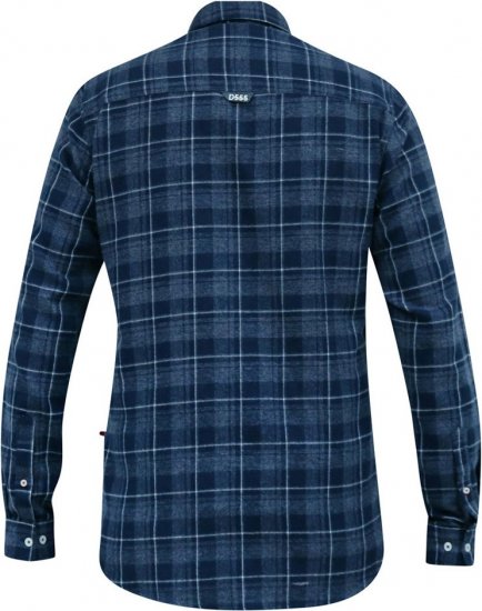 D555 SONNY Navy Check Long Sleeve Shirt With Chest Patch Pocket & Button Down Collar Navy Check - Camicie - Camicie Taglie Forti Uomo