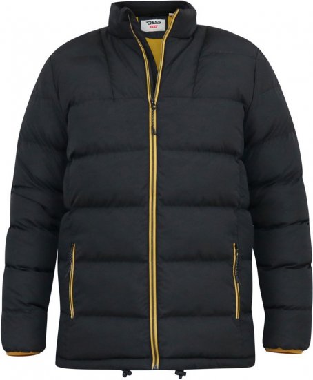 D555 CRISTIANO Puffer Jacket With Binding On Cuffs And Embroidery Badge On Sleeve Black - Giubbotti - Giubbotti Uomo Taglie Forti