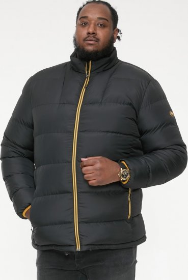 D555 CRISTIANO Puffer Jacket With Binding On Cuffs And Embroidery Badge On Sleeve Black - Giubbotti - Giubbotti Uomo Taglie Forti