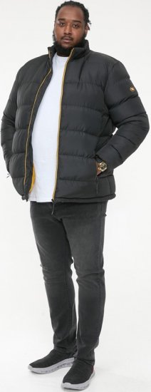 D555 CRISTIANO Puffer Jacket With Binding On Cuffs And Embroidery Badge On Sleeve Black - Giubbotti - Giubbotti Uomo Taglie Forti