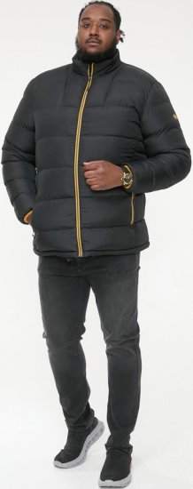 D555 CRISTIANO Puffer Jacket With Binding On Cuffs And Embroidery Badge On Sleeve Black - Giubbotti - Giubbotti Uomo Taglie Forti